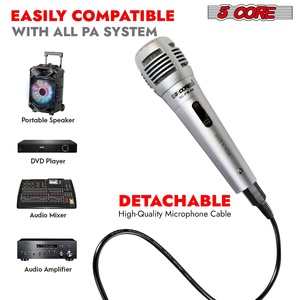 5Core XLR <b>Microphone</b> Dynamic Mic Karaoke Singing <b>Studio</b> Mics Handheld Microfono - Product Image 5