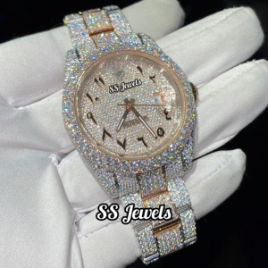 นาฬิกาข้อมือสเตนเลสสตีลสำหรับผู้ชายหรูหราทำด้วยมือ VVS Lab หน้าปัดเพชรระบบอัตโนมัติคุณภาพสูงขนาด41มม. - Product Image 3