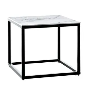 Ensemble de deux tables d'appoint au design moderne avec support en fer Plateau en fonte d'aluminium pour bureau à domicile ou restaurant à des fins décoratives - Product Image 4