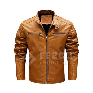 OEM Service Custom Logo Men Leather <b>Jacket</b> with Stand Collar and Front Logo <b>Waterproof</b> <b>Winter</b> <b>Jacket</b>-Best Price - Product Image 2