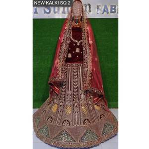 Lehenga rajwadi งานจาร์หนักผ้ากำมะหยี่ออกแบบให้มีสไตล์สามารถยาวได้ถึง1.20ม. 2.5ม. ขอบ dupatta สำหรับฤดูร้อนที่ทันสมัย - Product Image 6