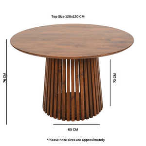 Table à manger ronde en bois de manguier Compton moderne pour appartement, hôtel, école - Product Image 5