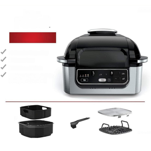 VENTE EN GROS Grill d'intérieur 5 en 1 avec friteuse à air, rôtissoire, four et déshydrateur, noir/argent, panier à frire de 4 litres et pot de cuisson de 6 litres - Product Image 2