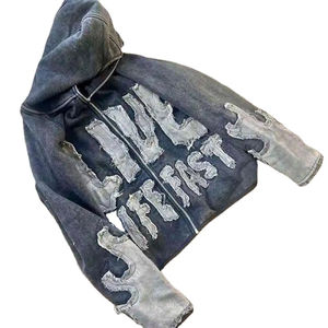 Style de rue personnalisé surdimensionné en détresse sweats à capuche blanc uni en vrac hiver hommes en détresse sweats à capuche en gros surdimensionné tenue décontracté - Product Image 1