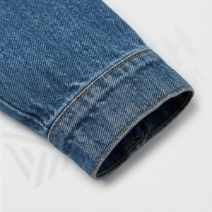 Veste en jean décontractée personnalisée pour hommes, grandes tailles, 100% coton, option logo sur le devant, respirante, veste d'hiver - Product Image 6