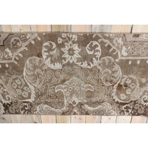 Tapis turc 2,6 x 10 pieds, tapis de couloir vintage, tapis marron à motifs floraux - Product Image 3