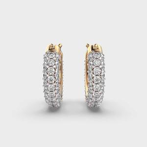 OEM Custom Pav Diamond Huggie <b>Hoop</b> <b>Earrings</b> 18K Rose/White/Yellow <b>Gold</b> Rhodium <b>Plated</b> Luxury Wedding Fine Jewelry Manufacturer - Product Image 5