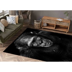 Alfombra con Estampado de Mono: Diseño Animal en Blanco y Negro, Alfombra Fácil de Limpiar, Alfombra Suave No Tejida - Product Image 3