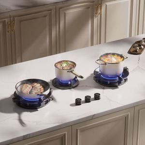 Table de cuisson à gaz encastrable à trois brûleurs avec surface en verre trempé de 32 cm, compatible électronique - Product Image 3
