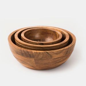 Tazón para Servir Masa de Madera de Acacia para Bodas, Ecológico, para Uso en el Hogar, Hoteles y Restaurantes, con Pulido Natural - Product Image 1