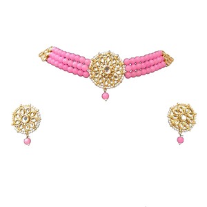 Bridal Choker Necklace Earring Set Brass <b>Kundan</b> <b>Jewelry</b> Handcrafted Geometric Trendy Ethnic Wedding Engagement Anniversary Party - Product Image 3