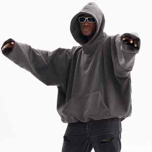 Sudadera con capucha de gran tamaño de peso pesado de cuello alto Logotipo personalizado Hombres Streetwear Sudadera con capucha para hombres - Product Image 1