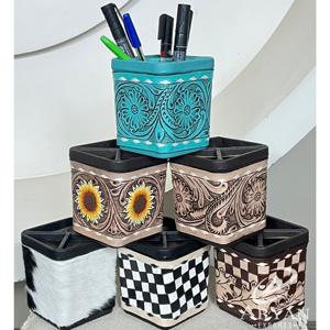 Porte-stylos et porte-crayons en cuir de vache, organiseur de bureau, support décoratif pour pinceaux et ciseaux, pour bureau, maison et école - Product Image 1