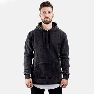 Venta al por mayor personalizado pesado bordado francés Terry algodón pulóver con capucha para los hombres Vintage desgastado ácido lavado diseño de invierno - Product Image 1