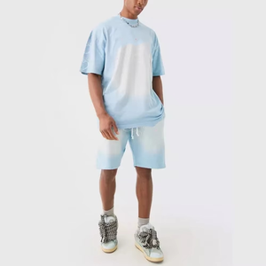 Ensemble de vêtements pour hommes personnalisé délavé au soleil ensemble de vêtements en coton 2 pièces shorts délavés au soleil ensembles de t-shirts pour hommes ensembles d'été - Product Image 6