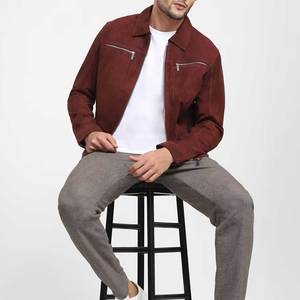 Chaqueta de Cuero de Gamuza para Hombre, Estilo Moderno, con Cierre Frontal, Gruesa, de Cuero Vacuno Auténtico, Impermeable y Transpirable - Product Image 4