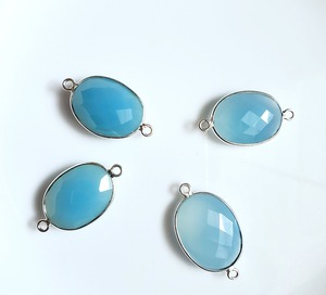 Élégant aigue-marine Hydro 8x10mm forme ovale Cur pierres précieuses lunette ensemble Double caution bijoux connecteur pour faire des femmes bijoux de mode - Product Image 1