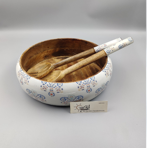 Large Solid Hardwood <b>Salad</b> Wooden <b>Bowl</b> Spoon Fruits <b>Salads</b> Root Carved Modern Small Wood <b>Servers</b> Set for Camping - Product Image 4