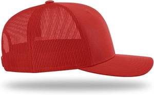 Casquette de camionneur en maille avec logo brodé personnalisé, couleur rouge, casquette de camionneur unisexe en coton à 5 panneaux, étiquette privée - Product Image 5