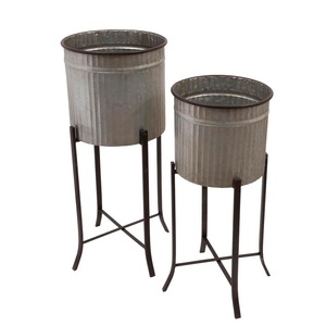Pots à plantes en métal galvanisé de haute qualité avec revêtement en poudre, avec support, pour la décoration du salon, du couloir, de l'hôtel, du bureau et du jardin - Product Image 2
