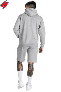 Unisex 100% algodón Heavyweight Jogger sudadera pantalones cortos Conjunto 2 Pc hombres entrenamiento Sudadera con capucha patrón impreso primavera dos piezas prendas de vestir exteriores - Product Image 3