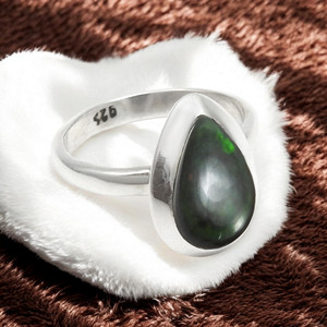 Bagues en argent sterling 925 unisexes belle opale noire naturelle véritable pierre de naissance de guérison pierres précieuses bagues de déclaration de luxe en vrac - Product Image 5