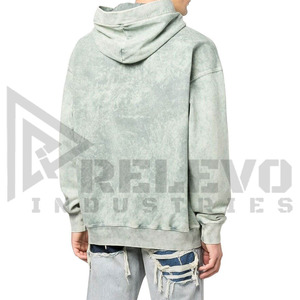 Sweat à capuche décontracté pour homme, teinture délavée à l'acide, couleur unie, haute qualité, 100% coton molletonné, séchage rapide, respirant, idéal pour le printemps - Product Image 2