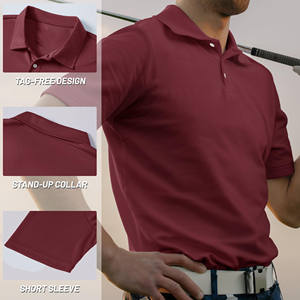 Chemises polo de golf personnalisées de haute qualité OEM pour hommes, chemises polo en coton pour hommes, manches courtes, impression de logo personnalisée, broderie - Product Image 2