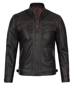 High Street 100% chaqueta de cuero genuino Slim Fit transpirable Viscos forro de satén cierre de cremallera cuello alto chaqueta de invierno - Product Image 2