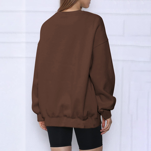 Sudadera Oversize de Mujer con Cuello Redondo, Hombros Caídos, Manga Larga, Tejido de Algodón Sólido, Transpirable, Asimétrica, para Otoño - Product Image 2