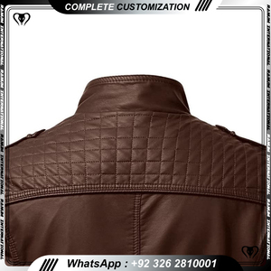 Veste en cuir de vache de qualité supérieure pour homme, col montant, tendance, douce pour toutes les occasions - Product Image 5