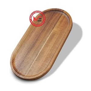 Bandejas de Madera Maciza para Servir, Bandejas Rústicas Ovaladas, Platos para Charcutería, para Fiestas, Desayunos, Decoración de Alimentos, Bandejas Pequeñas - Product Image 1