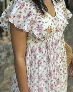 Indian Hand Block Cotton Short <b>Dress</b> for Women Stylish Floral Print Personalized Bride Wedding Wear Sustainable Sweet Natural - Product Image 4