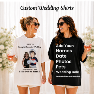 Chemises de mariage décontractées personnalisées avec impression photo, assorties pour la fête nuptiale, drôles pour demoiselles d'honneur, 100% coton respirant de haute qualité - Product Image 1
