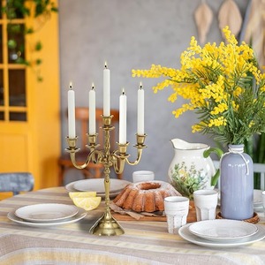 New Wholesale Price Gold Aluminum 5 Arm Small Wedding and Christmas <b>Candelabra</b> Centerpiece Handmade for Table Decoration - Product Image 2