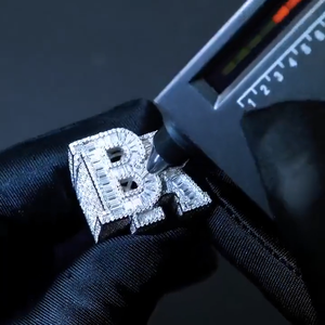 Anillo de Plata de Ley 925 con Letra Personalizada, Estilo Iced Out, con Diamantes Moissanite VVS, Brillante, de Lujo, Estilo Hip Hop - Product Image 6