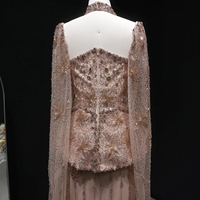 Robes de soirée sirène élégantes Jancember LSZ531, couleur champagne, avec manches cape