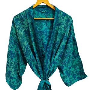 Vintage Indian Silk Kimono Robe Free <b>Size</b> Wrap <b>Dress</b> for Women Bathing Lounge Wear <b>Plus</b> <b>Size</b> Sleepwear Sleepwear - Product Image 1