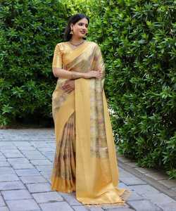 Ajoutez une touche de sophistication avec des robes saaree en soie indienne pour femmes, pour les soirées et toutes les occasions - Product Image 1