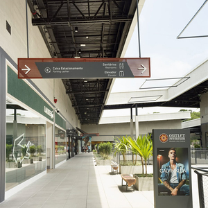 Rectangular Hanging Directional <b>Sign</b> Blue Painted Aluminum LED Static Text Display for Mall Parking ATM Centre Wayfinding - Product Image 5