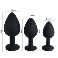 Bouchon anal en silicone pour femmes et hommes, étanche IPX7, BDSM, avec cristal en forme de cœur, interchangeable, 3 tailles, 4 couleurs