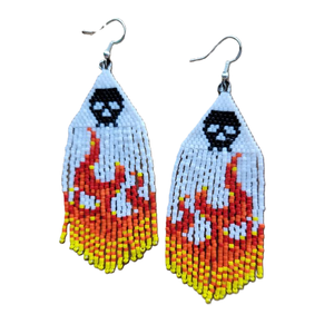 Pendientes bordados de cuentas de semillas de Halloween para niños Pendientes de cuentas de semillas de diseño elegante Pendientes de cuentas de semillas hechos a mano puros - Product Image 4