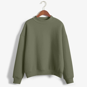 Venta al por mayor de gran tamaño cuello simulado 100% algodón polar mujeres sudaderas bordado acanalado inferior personalizar mujeres suéteres - Product Image 2