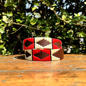 100% Solid Brass Buckle Fire Red Recycle Thread Water Buffalo Leather Polo <b>Belt</b> New Design Unisex <b>Accessories</b> 35MM Width - Product Image 3