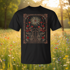 Camiseta con Diseño Floral de Girasoles y Prado Solar, Cárdigan Promocional con Diseño Floral de Prado y Sol - Product Image 3