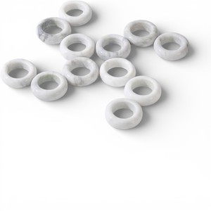 <b>White</b> Veined Marble Napkin Rings With Smooth Cylinder Shape For Elegant <b>Dining</b> <b>Table</b> Decor Unique - Product Image 3