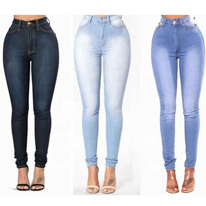 Pantalones vaqueros azules de cintura alta para mujer, pantalones ajustados personalizados con bolsillo y cremallera, pantalones para mujer - Product Image 2