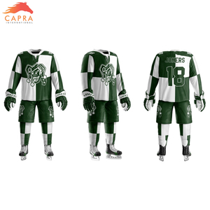 ชุดยูนิฟอร์มฮอกกี้น้ำแข็ง CAPRA OEM คุณภาพสูง ผลิตจากโพลีเอสเตอร์ 100% ปรับแต่งได้ พร้อมบริการพิมพ์ลายแบบ Heat-Transfer  สามารถเลือกชื่อทีม สี และขนาดได้ - Product Image 6