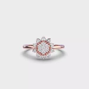 Halo Floral 2.0 Carat Round Cut Lab Grown Diamond Bague de fiançailles Romantique Vintage Fine Jewelry pour les mariages et les fêtes - Product Image 1