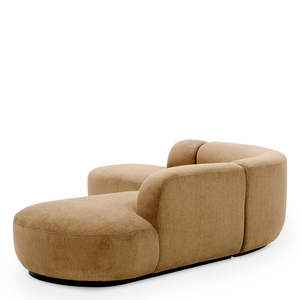 Bjrn L <b>Sofa</b> Premium Quality High-End Chesterfield Camel Fabric with Extendable Feature <b>Sponge</b>-Filled <b>for</b> Home Living Room Use - Product Image 3